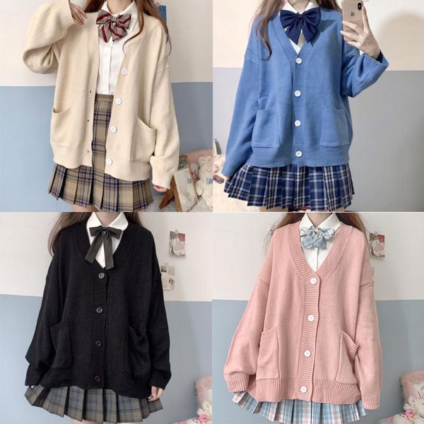 clothing sets japan school sweater spring autumn 100% v-neck cotton knitted jk uniforms cardigan multicolor student girls cosplay, White 
clothing sets japan school sweater spring autumn 100% v-neck cotton knitted jk uniforms cardigan multicolor student girls cosplay, White