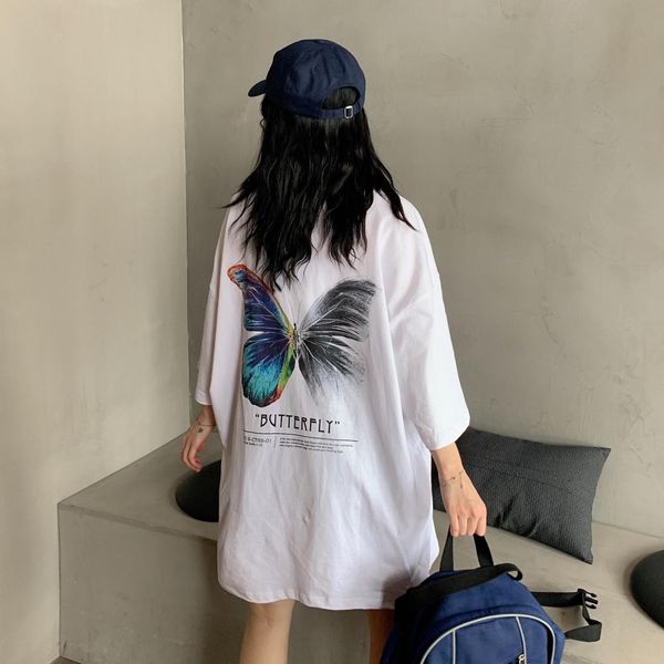 summer loose retro harajuku short-sleeved female t-shirts bfins colour steam black half sleeve around neck street lrza, White
summer loose retro harajuku short-sleeved female t-shirts bfins colour steam black half sleeve around neck street lrza, White