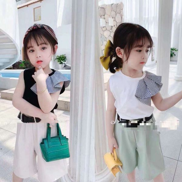 vest girls' suit with striped and trousers 21 summer new children's wear belt for 3-8 years old, White
vest girls' suit with striped and trousers 21 summer new children's wear belt for 3-8 years old, White