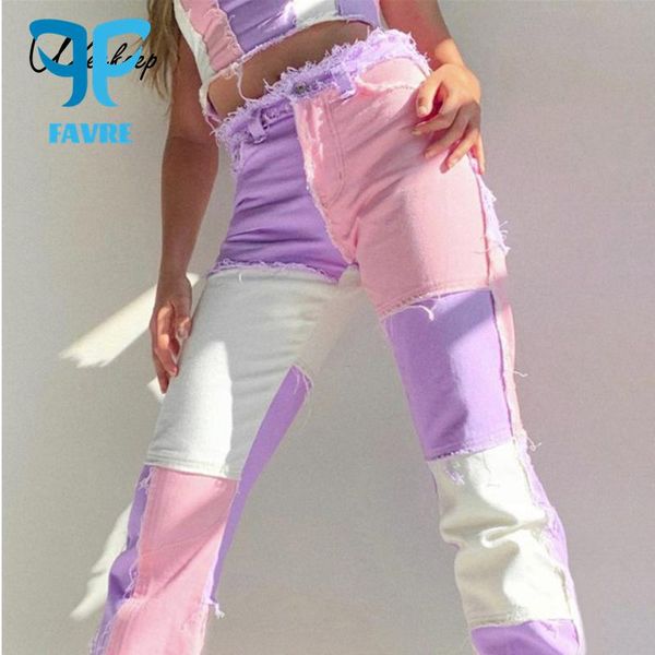 women's jeans favre women streetwear high waist retro straight denim pants patchwork fashion cotton design buttons slim, Blue
women's jeans favre women streetwear high waist retro straight denim pants patchwork fashion cotton design buttons slim, Blue