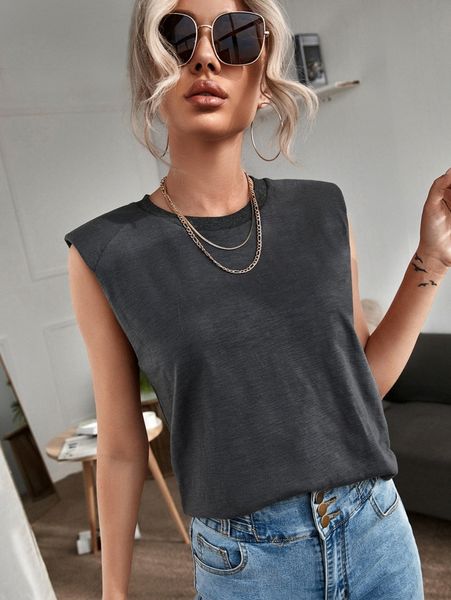 shoulder pad solid tank l6yy#, White