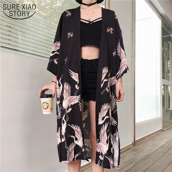 women's blouses & shirts women and summer long shirt female ladies blouse clothes kimono cardigan japanese streetwear 9738, White
women's blouses & shirts women and summer long shirt female ladies blouse clothes kimono cardigan japanese streetwear 9738, White