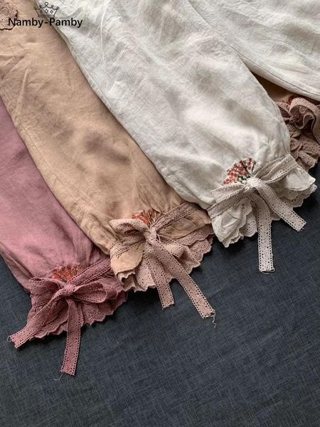 women's pants & capris p12 2021 summer autumn japan mori girl elastic waist lace casual embroidered linen loose bloomers women, Black;white
women's pants & capris p12 2021 summer autumn japan mori girl elastic waist lace casual embroidered linen loose bloomers women, Black;white