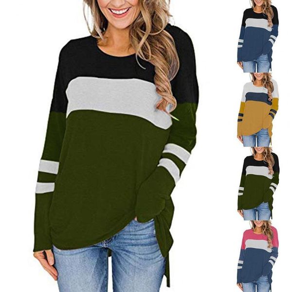 women's t-shirt 2021 fashion women t shirt spring autumn color block long sleeve basic t-shirts casual loose tee shirts femme tshirt, White
women's t-shirt 2021 fashion women t shirt spring autumn color block long sleeve basic t-shirts casual loose tee shirts femme tshirt, White