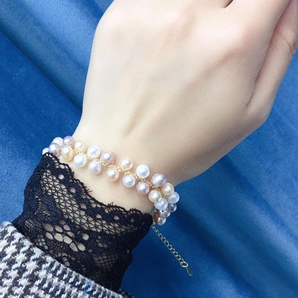 link, chain fashion jewelry pink white beads bracelet one layer golden plating natural freshwater pearls for women, Black
link, chain fashion jewelry pink white beads bracelet one layer golden plating natural freshwater pearls for women, Black