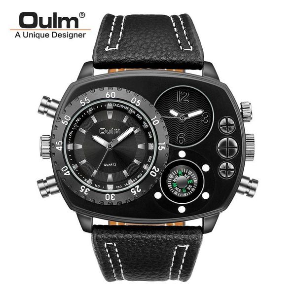 wristwatches oulm two time zone watches men casual quartz clock genuine leather strap large big dial male sports cool man compass wristwatch, Slivery;brown
wristwatches oulm two time zone watches men casual quartz clock genuine leather strap large big dial male sports cool man compass wristwatch, Slivery;brown