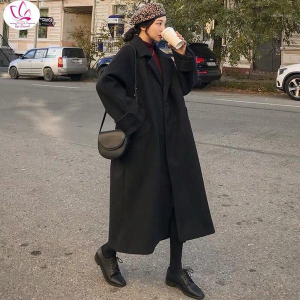 women's wool & blends 2021 autumn winter woolen coat women korean plus size black wild jacket female fashion long loose ladies overcoat
women's wool & blends 2021 autumn winter woolen coat women korean plus size black wild jacket female fashion long loose ladies overcoat