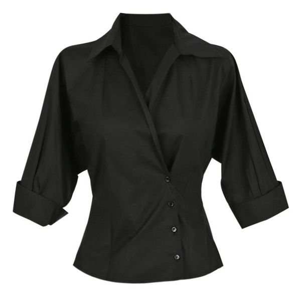 women's blouses & shirts 2021 fashion professional temperament high waist lapel blouse design sense slim black seven-quarter sleeve wom, White
women's blouses & shirts 2021 fashion professional temperament high waist lapel blouse design sense slim black seven-quarter sleeve wom, White