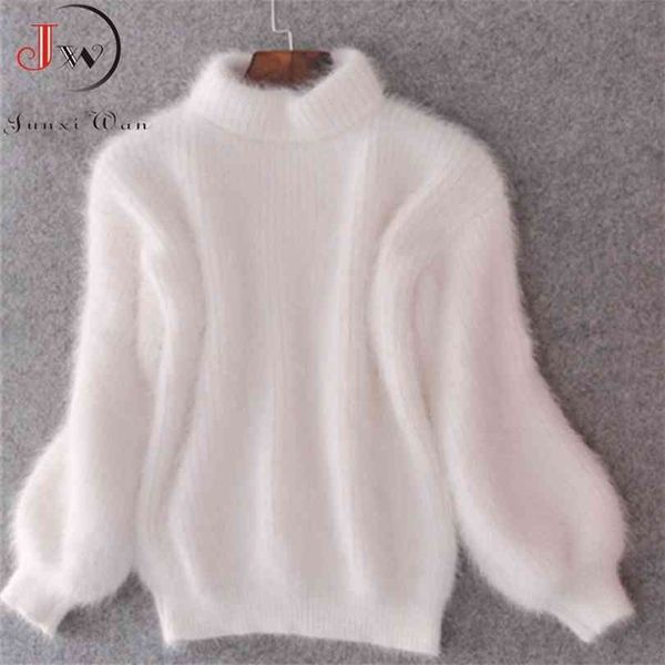 white mohair thicken turtleneck sweater autumn winter sweet fashion lantern sleeve casual solid color pullover pull femme 210922, White;black
white mohair thicken turtleneck sweater autumn winter sweet fashion lantern sleeve casual solid color pullover pull femme 210922, White;black