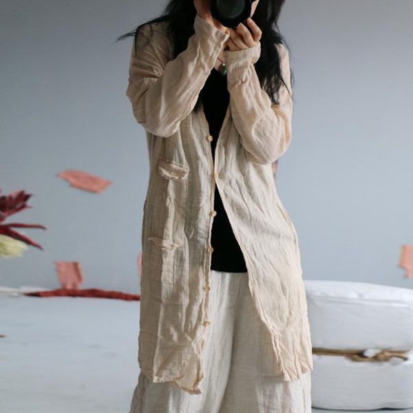 women's trench coats qpfjqd ladies cotton linen coat v-neck long sleeve pocket button clothing summer autumn women thin, Tan;black
women's trench coats qpfjqd ladies cotton linen coat v-neck long sleeve pocket button clothing summer autumn women thin, Tan;black