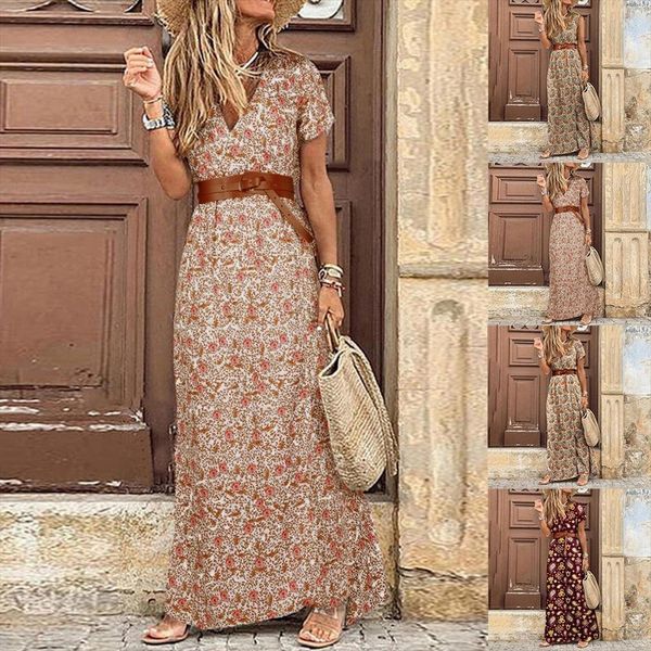 long summer v neck boho womens dresses belted maxi casual party ladies bohemian beach holiday sundress vestido, Black;gray
long summer v neck boho womens dresses belted maxi casual party ladies bohemian beach holiday sundress vestido, Black;gray