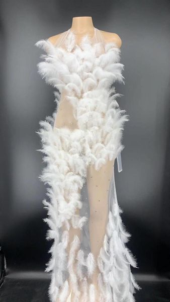 casual dresses women rhinestones see through mesh multicolor feathers long dress evening wedding party singer stage clothes, Black;gray
casual dresses women rhinestones see through mesh multicolor feathers long dress evening wedding party singer stage clothes, Black;gray