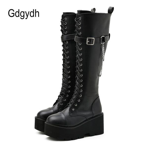 boots gdgydh women long knee shoes chunky heels autumn winter brand designer platform belt buckle chain, Black
boots gdgydh women long knee shoes chunky heels autumn winter brand designer platform belt buckle chain, Black