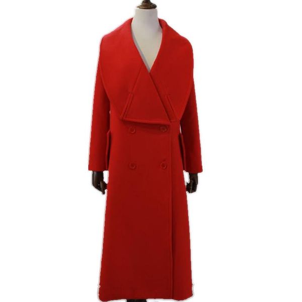 women's wool & blends plus size l-6xl fall winter women red simple classic large collar maxi long coat female outerwear, Black
women's wool & blends plus size l-6xl fall winter women red simple classic large collar maxi long coat female outerwear, Black