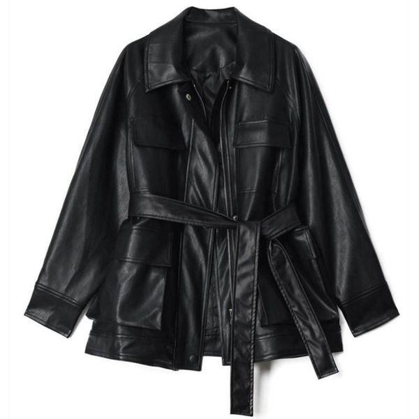 loose faux leather jacket women spring autumn big pocket oversized baggy motorcycle pu leather jacket boyfriend punk belt coat, Black
loose faux leather jacket women spring autumn big pocket oversized baggy motorcycle pu leather jacket boyfriend punk belt coat, Black