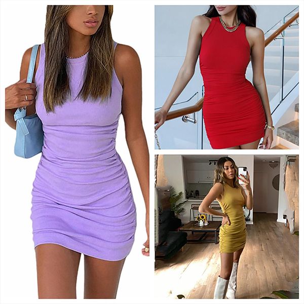 fashion sleeveless ruched simple stylish womens dress solid color comfortable, Black;gray
fashion sleeveless ruched simple stylish womens dress solid color comfortable, Black;gray