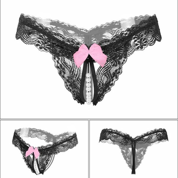 women's panties erotic pearl jewelry thong high elastic womens open crotch lace transparent temptation girl g-string, Black;pink
women's panties erotic pearl jewelry thong high elastic womens open crotch lace transparent temptation girl g-string, Black;pink