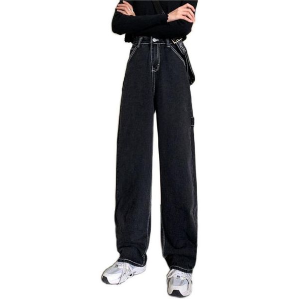 2021 spring and autumn korean retro high-waisted loose wide-leg jeans female slim straight mopping trousers, Blue
2021 spring and autumn korean retro high-waisted loose wide-leg jeans female slim straight mopping trousers, Blue
