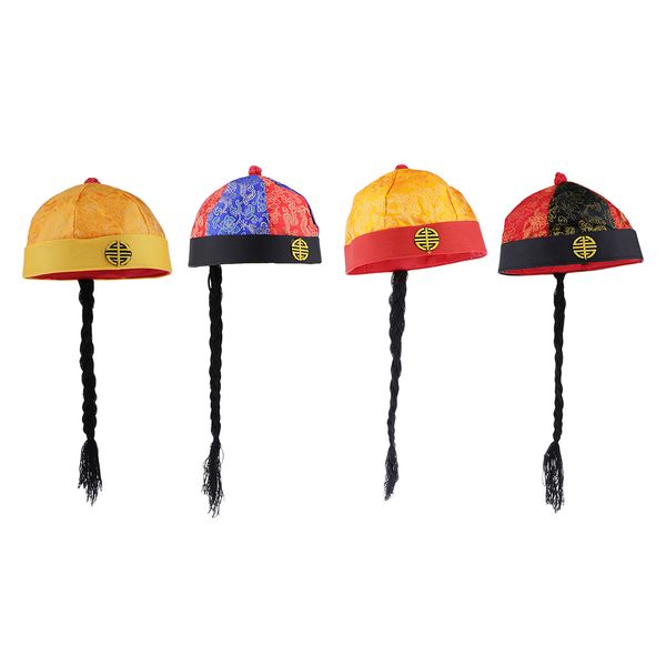 chinaman hat dragons qing dynasty young men costume cap with pigtail landlord chinese traditional china vintage fancy caps, Blue;gray
chinaman hat dragons qing dynasty young men costume cap with pigtail landlord chinese traditional china vintage fancy caps, Blue;gray