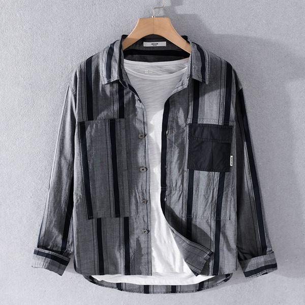 2021 new designer irregular striped patchwork pure cotton long sleeve casual fashion shirts for men trendy retro shirt mens 0vou, White;black
2021 new designer irregular striped patchwork pure cotton long sleeve casual fashion shirts for men trendy retro shirt mens 0vou, White;black