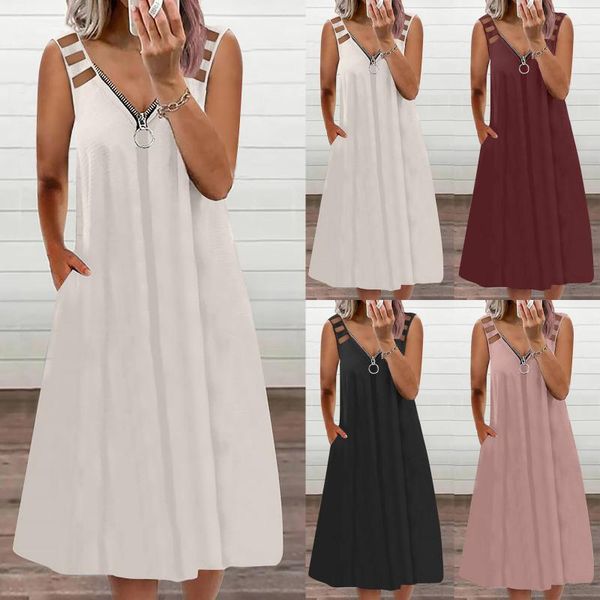 women's swimwear 2021 summer boho dress women v-neck solid zipper pockets hollow out sleeveless long tank female beach, White;black
women's swimwear 2021 summer boho dress women v-neck solid zipper pockets hollow out sleeveless long tank female beach, White;black