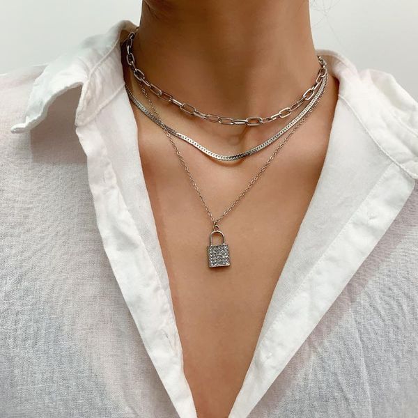 pendant necklaces creative jewelry autumn product multi-layer clavicle suit necklace fashion simple diamond lock, Silver
pendant necklaces creative jewelry autumn product multi-layer clavicle suit necklace fashion simple diamond lock, Silver