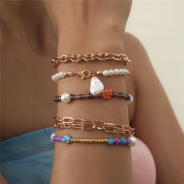 european imitation pearl daisy woven beaded bracelets mixed color alloy hollow cross chain women multi layer gold vacation party bracelet je, Golden;silver
european imitation pearl daisy woven beaded bracelets mixed color alloy hollow cross chain women multi layer gold vacation party bracelet je, Golden;silver