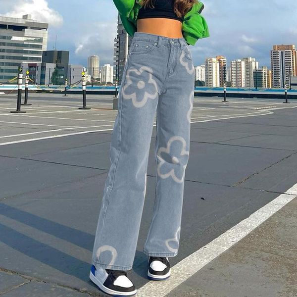 women's jeans vintage women autumn casual loose streetwear flowers graffiti printing straight female denim trousers, Blue
women's jeans vintage women autumn casual loose streetwear flowers graffiti printing straight female denim trousers, Blue