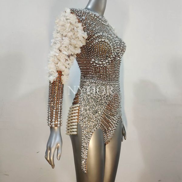 new beaded rhinestones flower sleeve bodysuit women birthday party outfit singer performance show stage dance costume club wear, Black;red
new beaded rhinestones flower sleeve bodysuit women birthday party outfit singer performance show stage dance costume club wear, Black;red