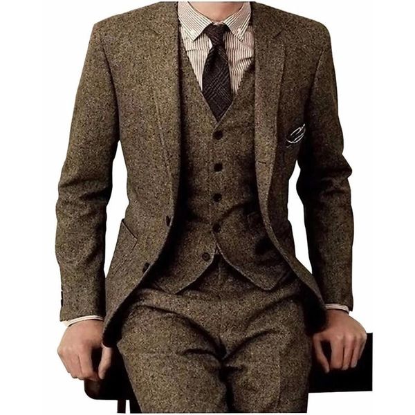 men's suits & blazers latest winter vintage coat designs brown tweed men formal wedding classic 3 pieces jacker+vest+pants tuxedos, White;black
men's suits & blazers latest winter vintage coat designs brown tweed men formal wedding classic 3 pieces jacker+vest+pants tuxedos, White;black