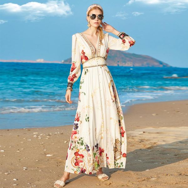 casual dresses fashion runway designer women's banquet dress attractive holiday deep v-neck gorgeous floral print elegant long, Black;gray
casual dresses fashion runway designer women's banquet dress attractive holiday deep v-neck gorgeous floral print elegant long, Black;gray