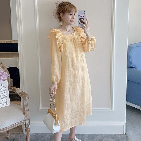 maternity dresses plus size long-sleeved dress lace petal patchwork pregnant women cotton long loose square collar a-line, White
maternity dresses plus size long-sleeved dress lace petal patchwork pregnant women cotton long loose square collar a-line, White
