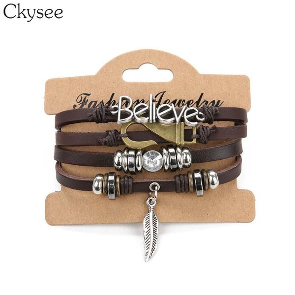charm bracelets ckysee ethnic handmade multilayer leather feather bracelet for women men vintage believe letter beads wrap gifts, Golden;silver
charm bracelets ckysee ethnic handmade multilayer leather feather bracelet for women men vintage believe letter beads wrap gifts, Golden;silver