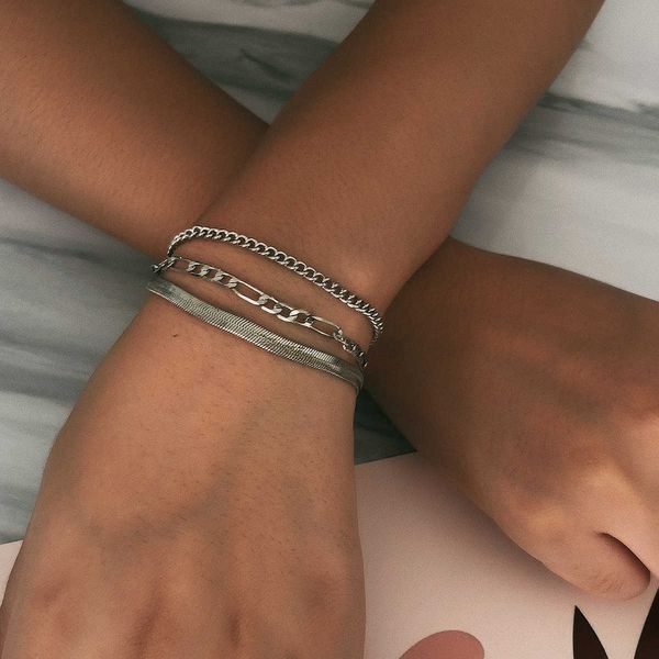 punk snake bone versatile hand jewelry personalized geometry multi-layer chain simple bracelet, Silver
punk snake bone versatile hand jewelry personalized geometry multi-layer chain simple bracelet, Silver