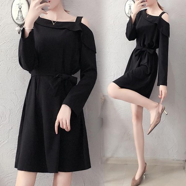 casual dresses 2021spring fall style mini dress off shoulder vestido festa black long sleeve women clothes trendy robes, Black;gray
casual dresses 2021spring fall style mini dress off shoulder vestido festa black long sleeve women clothes trendy robes, Black;gray