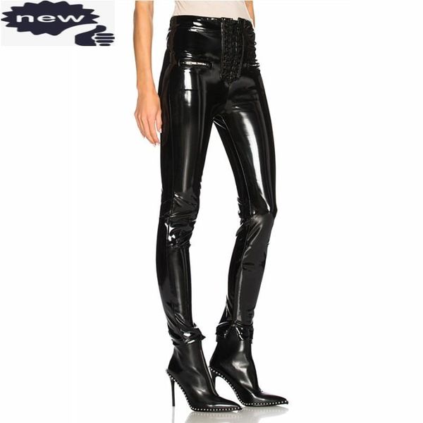 women's pants & capris spring punk street bandage cross skinny pencil european black zipper pu leather trousers women, Black;white
women's pants & capris spring punk street bandage cross skinny pencil european black zipper pu leather trousers women, Black;white