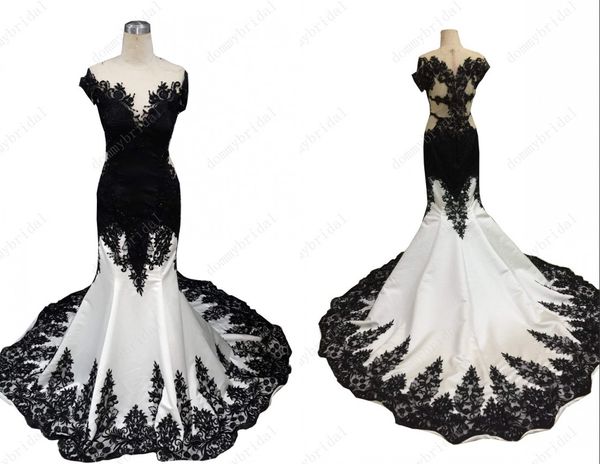 fashion black lace and white mermaid wedding dress off shoulders hollow back applique wedding bridal gowns custom-made
fashion black lace and white mermaid wedding dress off shoulders hollow back applique wedding bridal gowns custom-made