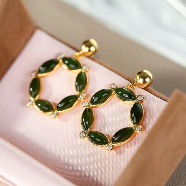 dangle & chandelier s silver inlaid natural hetian jasper earrings chinese style retro round unique gilding process charm women's jewel 
dangle & chandelier s silver inlaid natural hetian jasper earrings chinese style retro round unique gilding process charm women's jewel