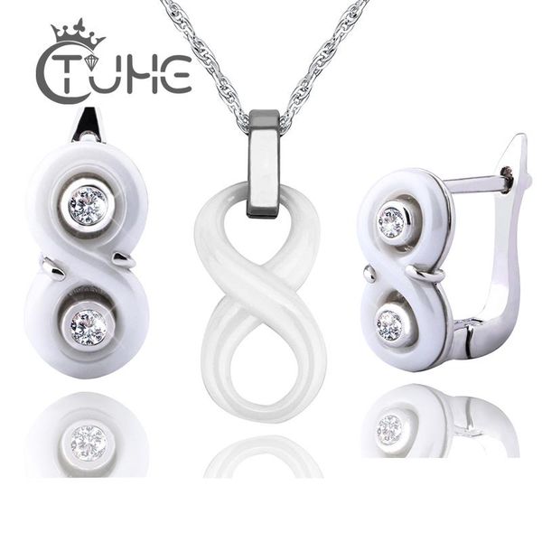 earrings & necklace lvory white ceramic stud and pendant with austria crystals infinity jewelry sets for women girl gift, Silver
earrings & necklace lvory white ceramic stud and pendant with austria crystals infinity jewelry sets for women girl gift, Silver