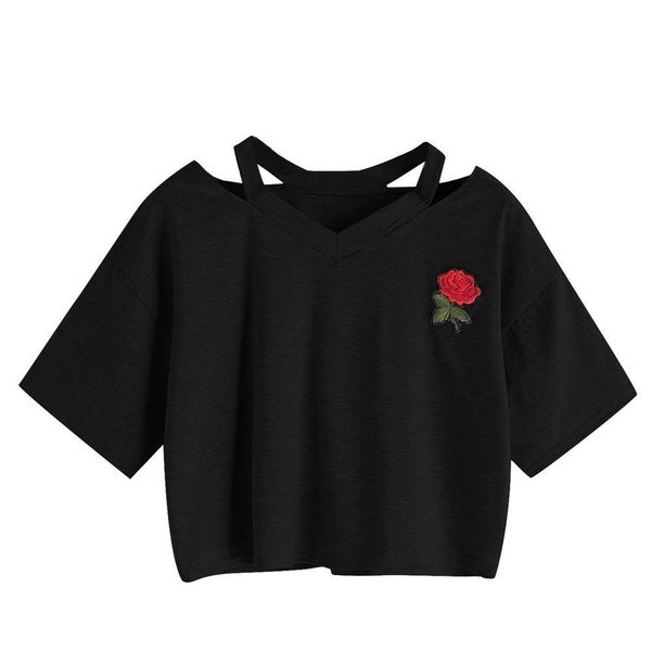 slim women crop embroidery shirts fashion european and american v neck rose print cotton blend hollow out white black
slim women crop embroidery shirts fashion european and american v neck rose print cotton blend hollow out white black