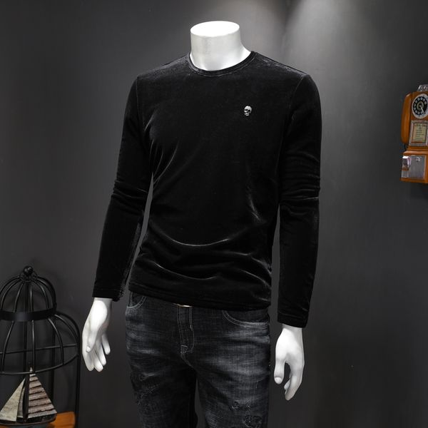 2022 autumn korean version men's velvet printed long-sleeved t-shirts double-layer thickened round neck bottoming shirts skull fashion, White;black
2022 autumn korean version men's velvet printed long-sleeved t-shirts double-layer thickened round neck bottoming shirts skull fashion, White;black