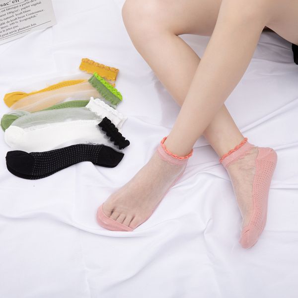 summer women's net red glass silk stockings thin transparent candy color mh socks, Black;white 
summer women's net red glass silk stockings thin transparent candy color mh socks, Black;white