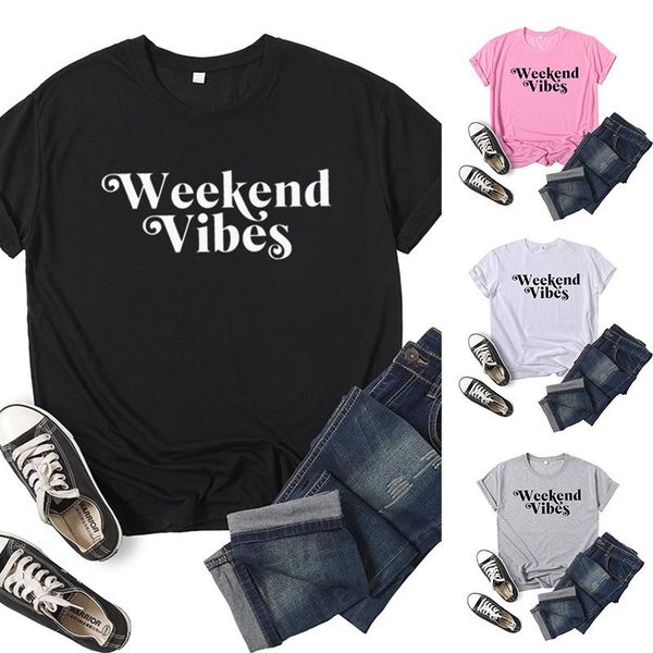 women's t-shirt weekend vibes letter print women t shirt short sleeve o neck loose tshirt ladies tee clothes camisetas mujer, White
women's t-shirt weekend vibes letter print women t shirt short sleeve o neck loose tshirt ladies tee clothes camisetas mujer, White