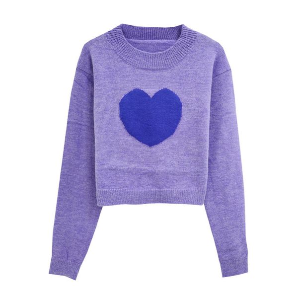 autumn and winter 2121 new peach heart love round neck pullover long sleeve short purple sweater women's wear0, White;black
autumn and winter 2121 new peach heart love round neck pullover long sleeve short purple sweater women's wear0, White;black