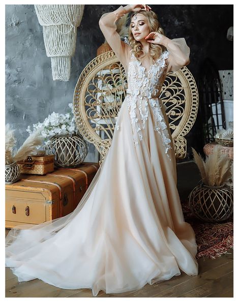 2021 new princess es champagne appliqued flowers tulle sleeve boho wedding gown sheer neck bride 4g3j, White
2021 new princess es champagne appliqued flowers tulle sleeve boho wedding gown sheer neck bride 4g3j, White