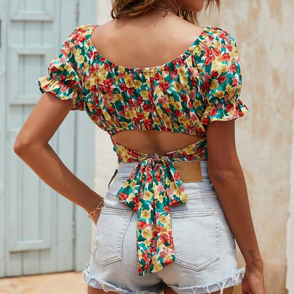 women's blouses & shirts summer backless floral print round neck bow tie lace-up puff sleeve casual vacation crop 2021, White
women's blouses & shirts summer backless floral print round neck bow tie lace-up puff sleeve casual vacation crop 2021, White