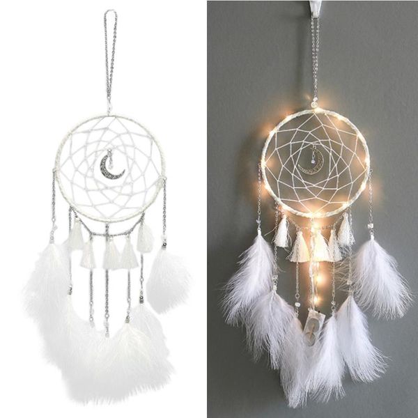 decorative objects & figurines creative moon dream catcher wall hanging wind chime pendant home decoration gift ornament with light string
decorative objects & figurines creative moon dream catcher wall hanging wind chime pendant home decoration gift ornament with light string