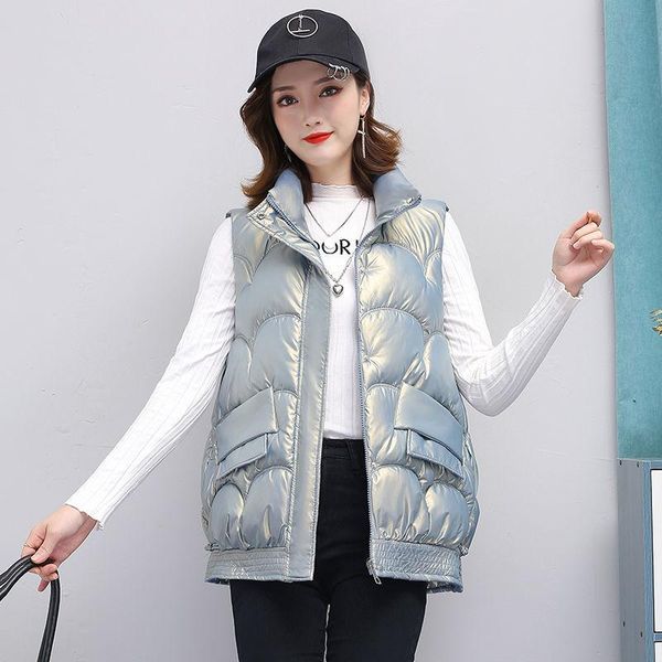 women's vests women winter spring solid color 2021 female bright cotton padded jacket ladies sleeveless waistcoat vest q100, Black;white
women's vests women winter spring solid color 2021 female bright cotton padded jacket ladies sleeveless waistcoat vest q100, Black;white