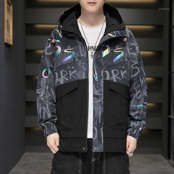 men's jackets fashion personality fluorescent letter printing hooded jacket spring and autumn korean loose wind breaker men, Black;brown
men's jackets fashion personality fluorescent letter printing hooded jacket spring and autumn korean loose wind breaker men, Black;brown