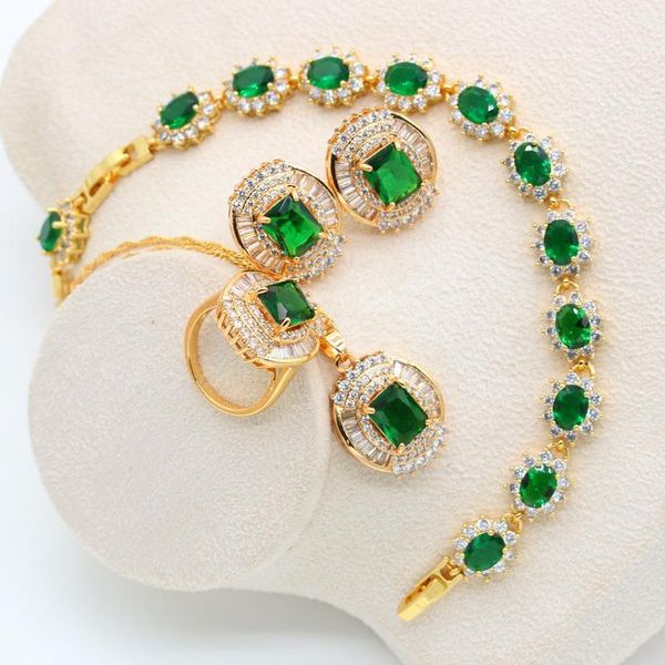 earrings & necklace 2021 green semi-precious gold plated jewelry set for women bracelet stud earring pendant ring gift box, Silver
earrings & necklace 2021 green semi-precious gold plated jewelry set for women bracelet stud earring pendant ring gift box, Silver